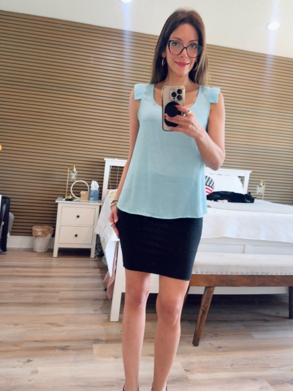 Mango Light Blue Sleeveless Blouse